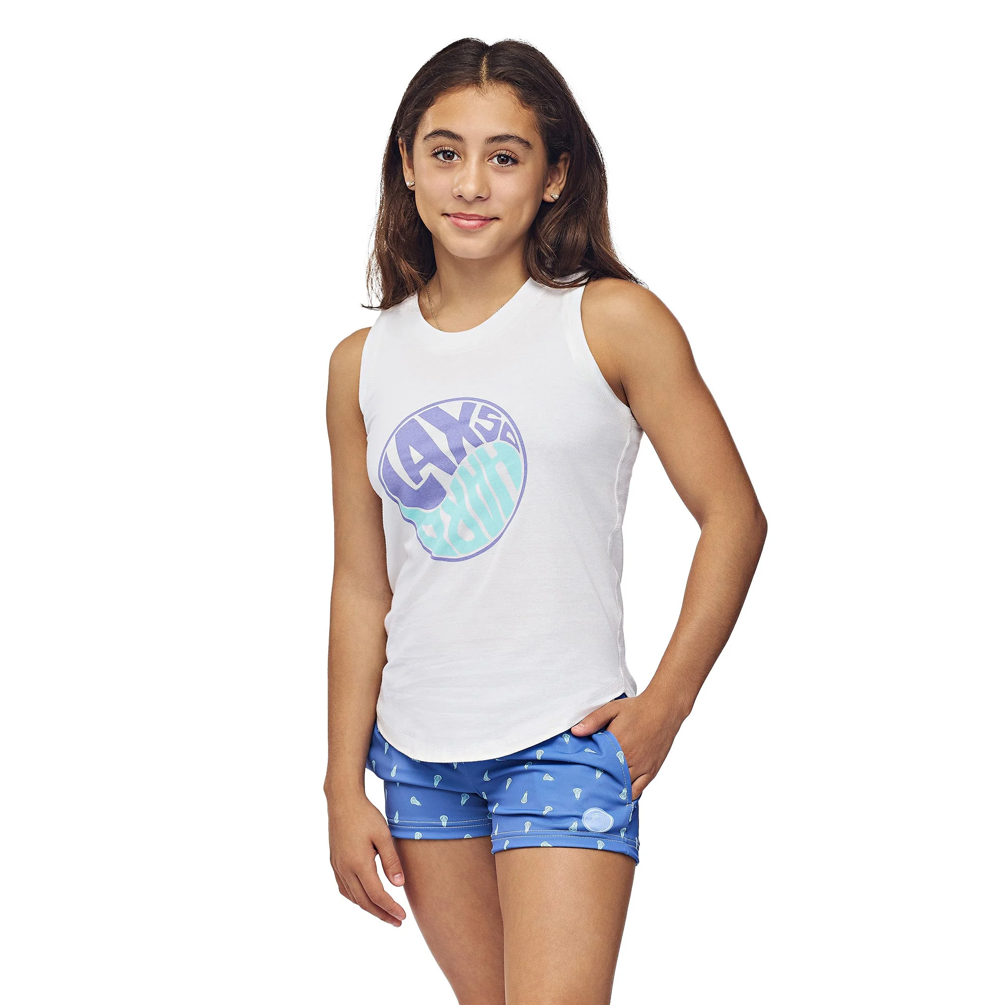 Girls Yin and LAX Tank Top - White