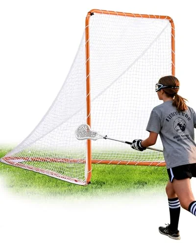 VEVOR Lacrosse Goal, 6' x 6' Modular Lacrosse Net, Steel Frame Backyard Lacrosse Training Equipment, Portable Lacrosse Goal with Carry Bag, Quick & Easy Setup, Perfect for Youth Adult Training, Orange