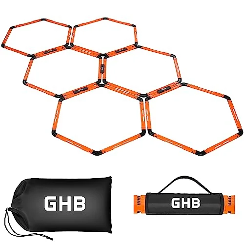Hex Agility Rings Speed Rings with Carrying Bag 6 Set Portable Hexagon Rings