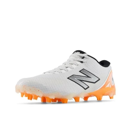 New Balance Men's FreezeLX V5 Low Lacrosse Shoe, White/Hot Mango/Black, 7.5 M