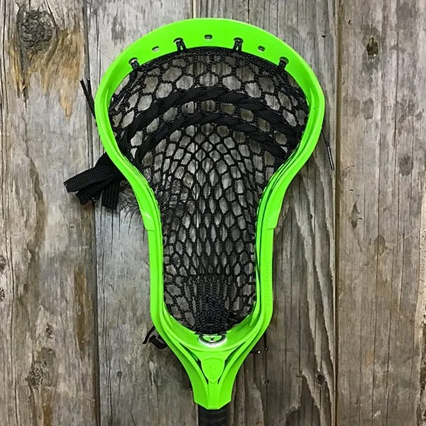 Lax Fan Custom Strung Green Adrenaline Automatic Mens Lacrosse Head with Black Hero Mesh