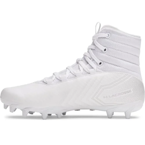 Under Armour Unisex Highlight JR Lacrosse Cleats, (100) White/White/Metallic Silver